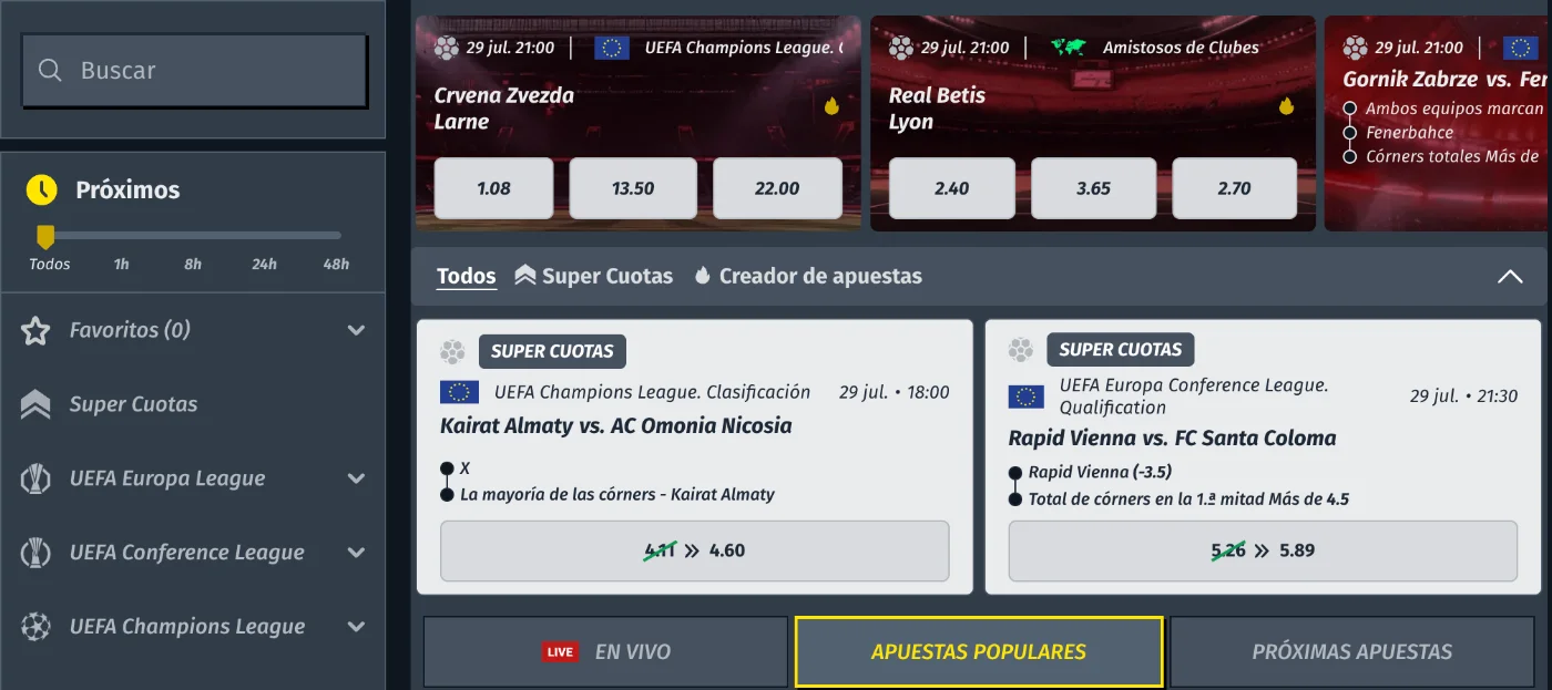 Apuestas deportivas online en AllySpin Sportsbook